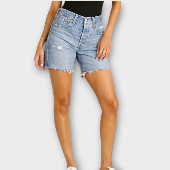 Levi's 501 Premium Denim Mid Thigh Luxor Street Shorts - Picture 1 of 14